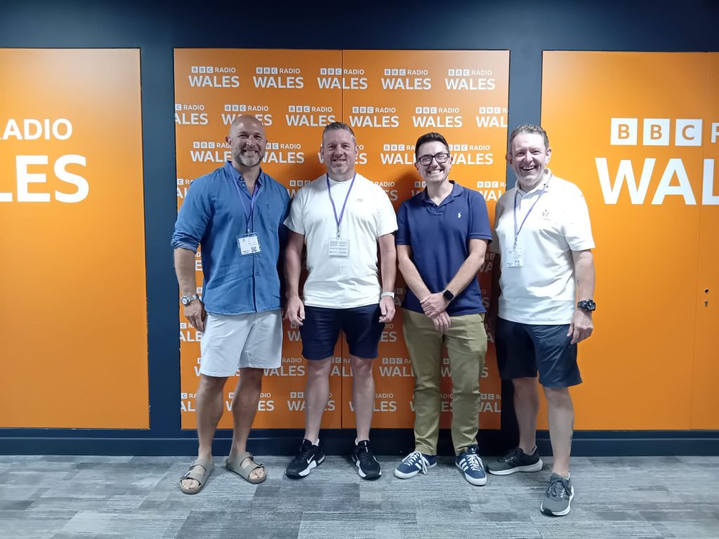 Dan, James and Paul with Chris from BBC Radio Wales